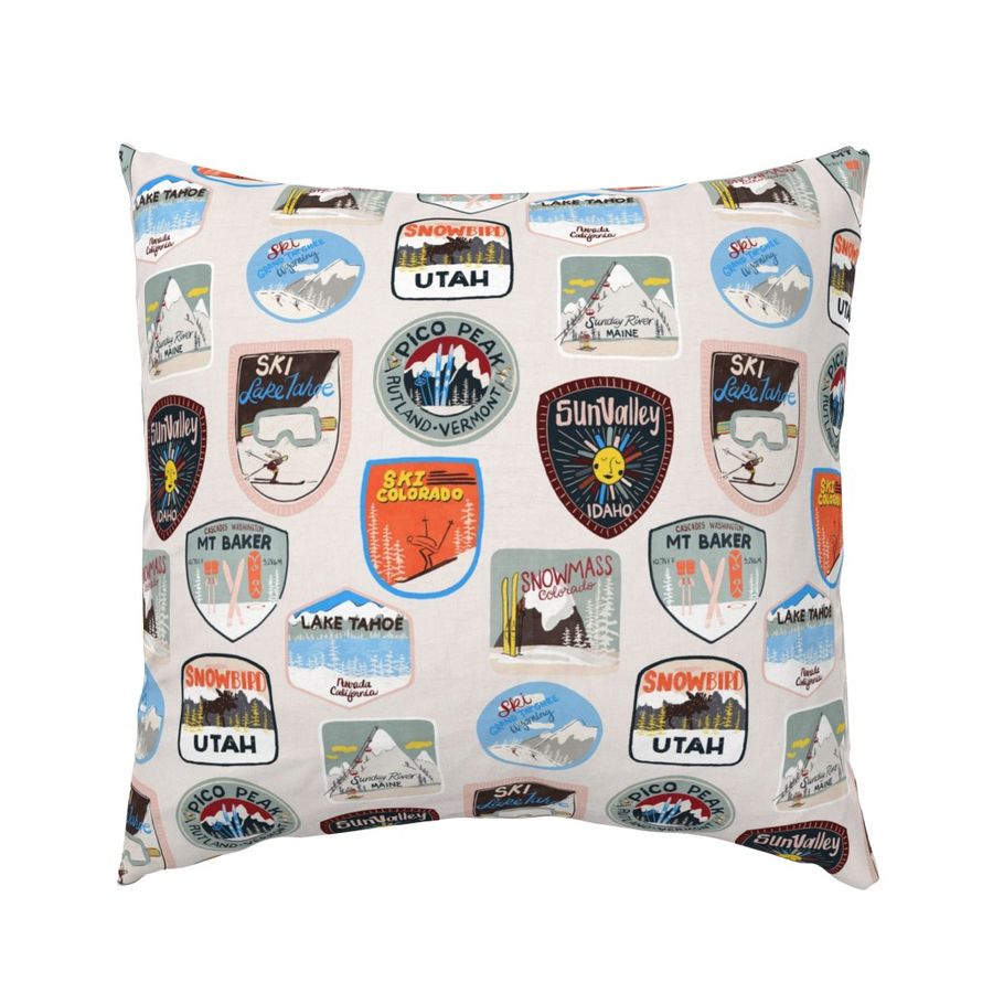 vintage ski patches_Cream_Large | Spoonflower added by Abby Phillips