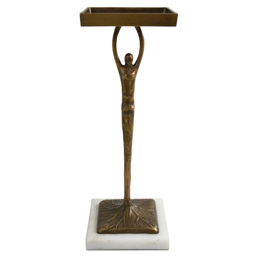 Andrei Industrial Loft Antique Bronze Metal White Marble Drink Side Table added by Courtney Shaw