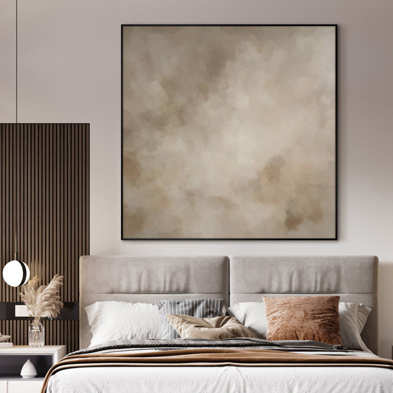 72x72 Abstract Beige and Taupe Marble Effect Illustrations Extra Large Framed Wall Art Print Decor (Framed Assembly Required) added by Where The Heart Is Designs