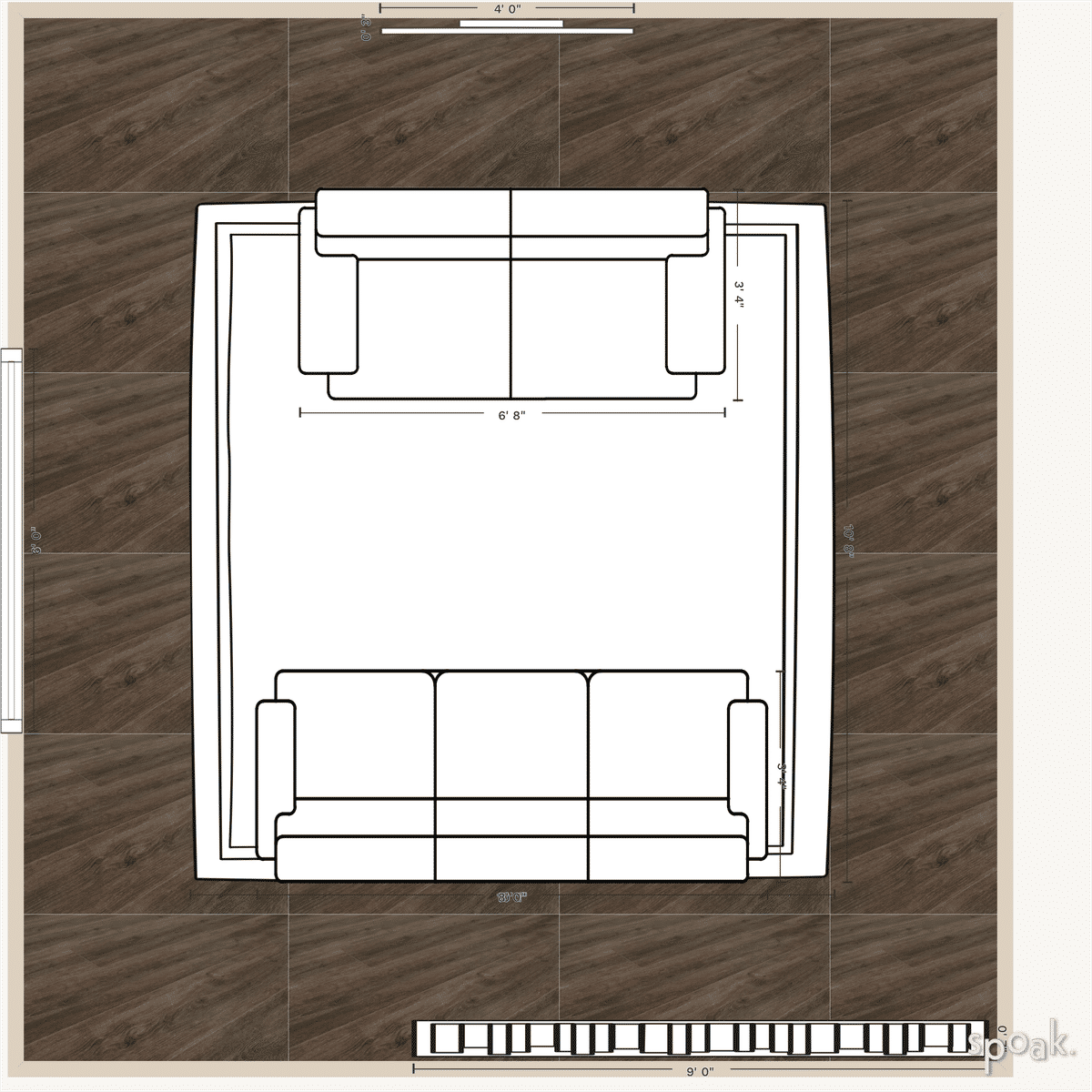 Medium TV Room Floor Plan designed by Audrey Hefel