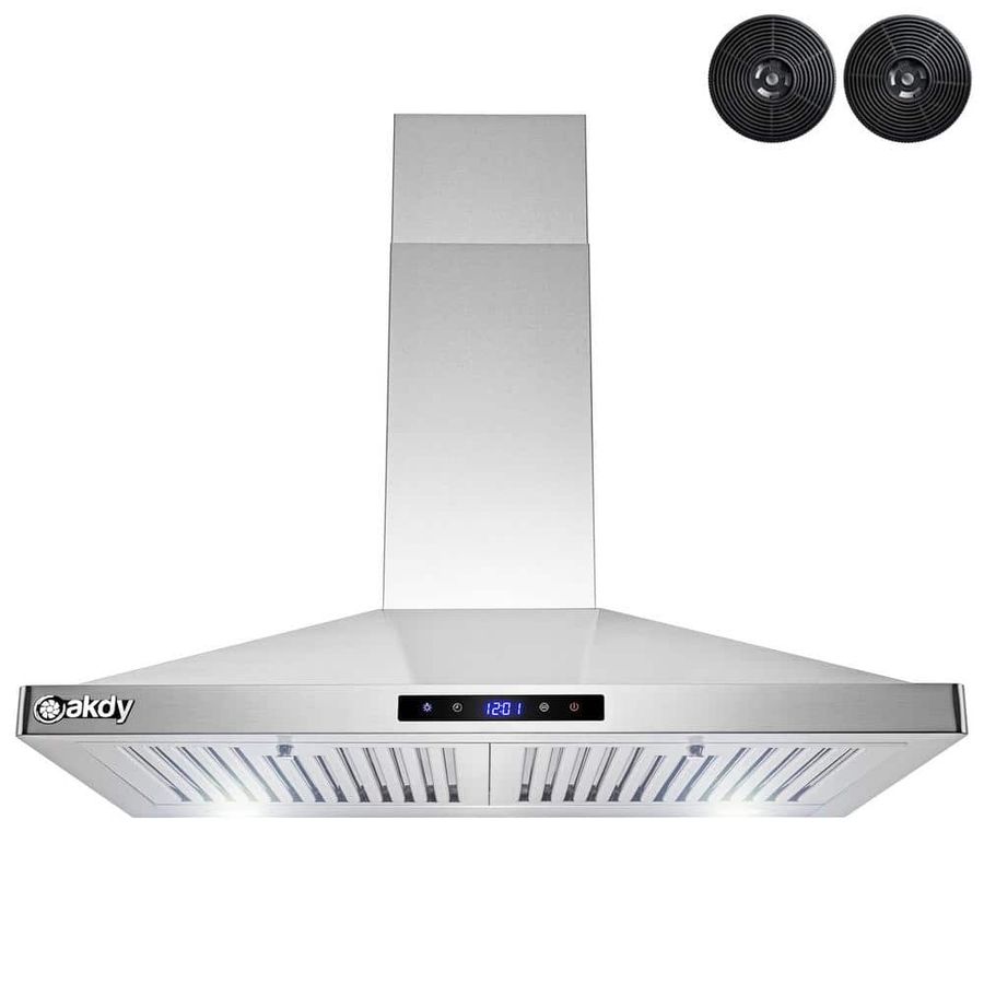 AKDY 30 in. Convertible Kitchen Wall Mount Range Hood in Stainless Steel with LEDs, Touch Control and Carbon Filters RH0419 - The Home Depot added by Alanah Tarpley