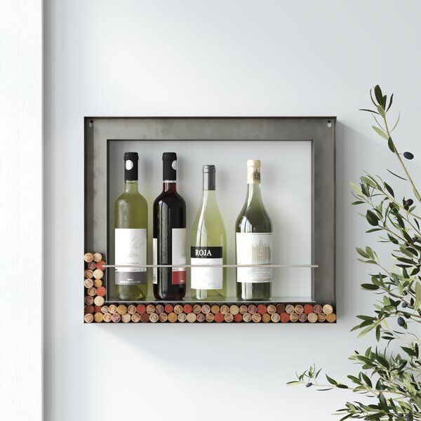Kondo 4 Bottle Wall Mounted Wine Bottle & Glass Rack in Gray added by Christina Miller