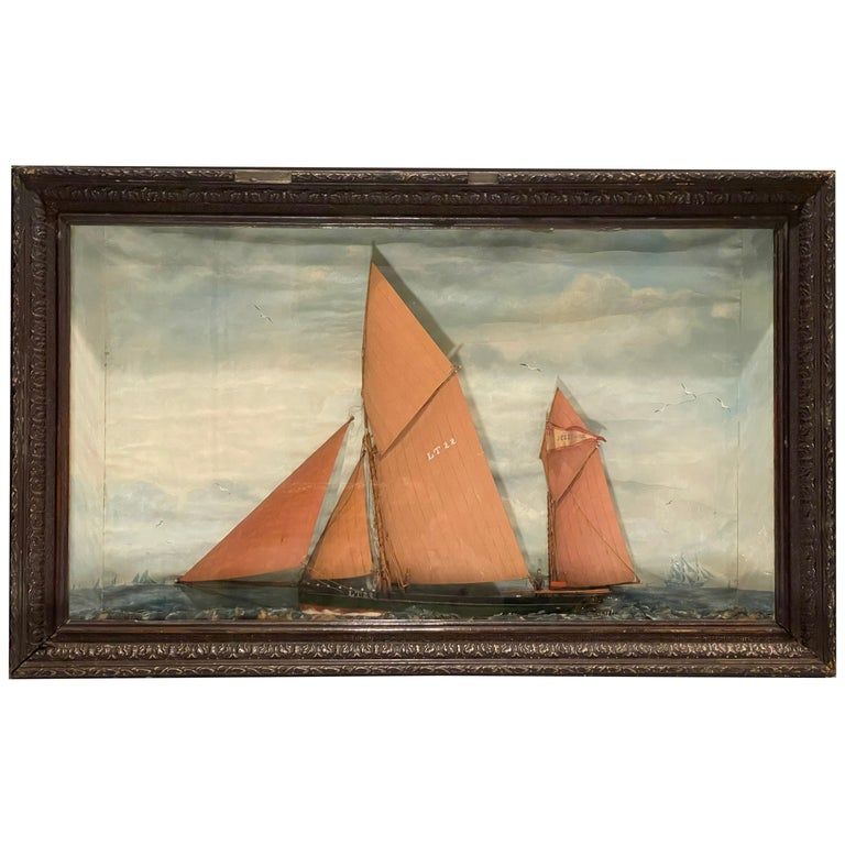 Sailing Ship Diorama 19th Century Signed added by Karli Wessale