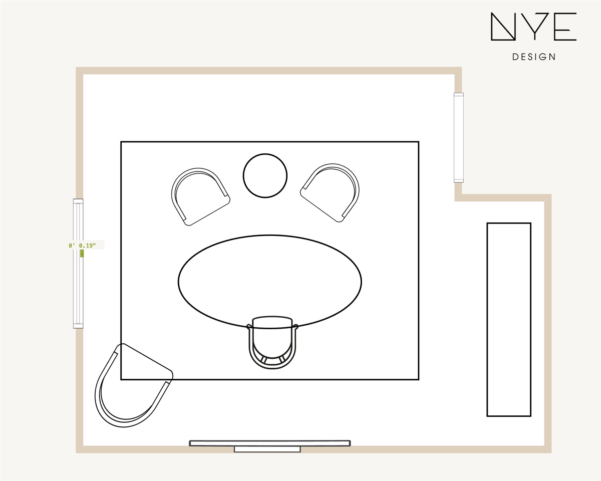 L-Shaped TV Room Plan designed by Alex Nye