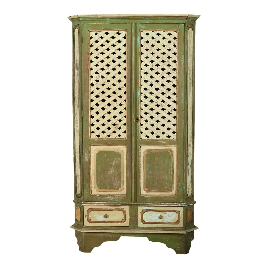 European Treillage Painted Corner Wood Cabinet added by Becca Kessel