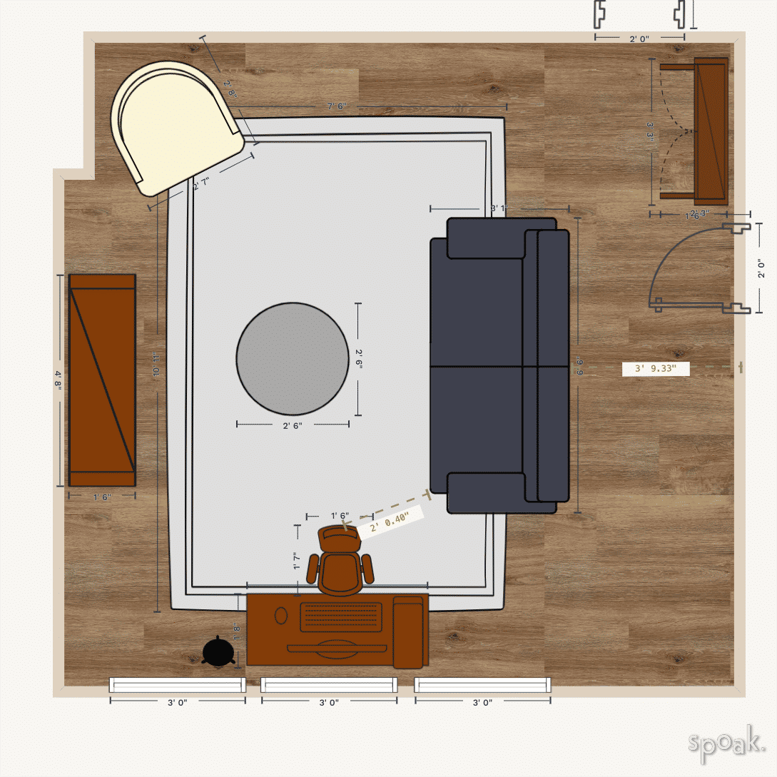 TV Room Plan designed by Kristen Dominguez