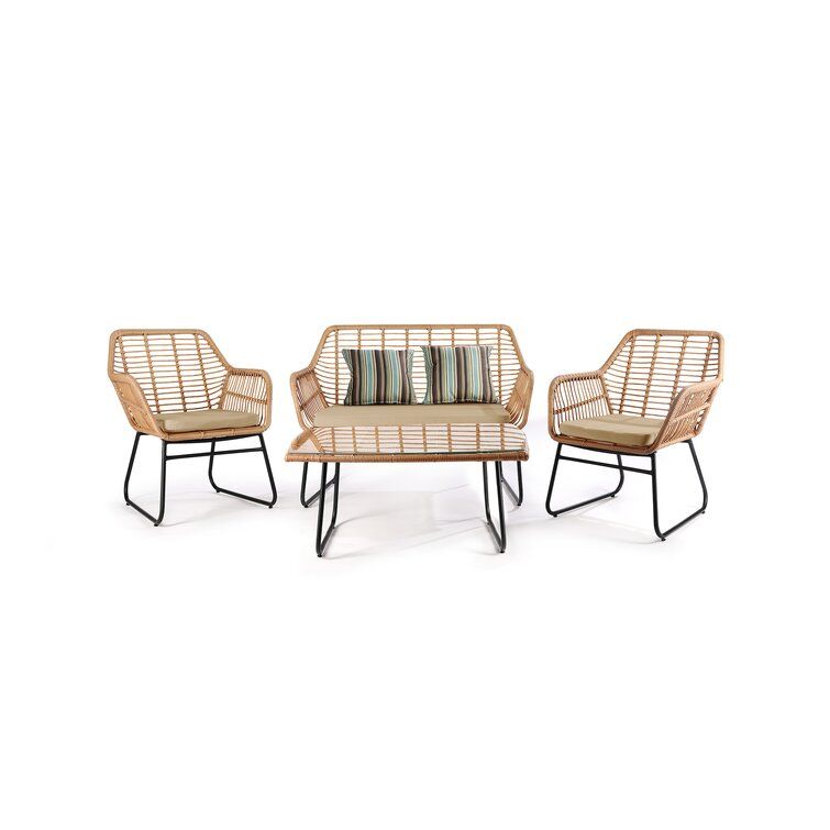 Wicker/Rattan 4 - Person Seating Group with Cushions added by Erin McClellan