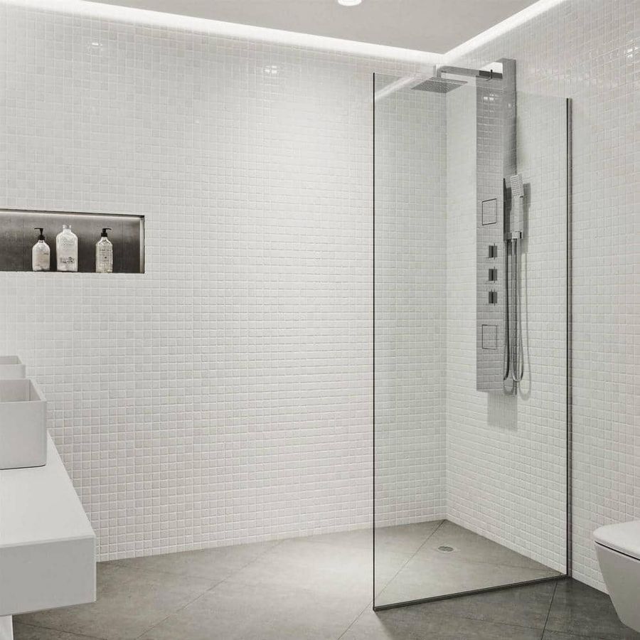 VIGO Zenith 34 in. W x 74 in. H Frameless Fixed Shower Screen Door in Chrome with 3/8 in. (10mm) Clear Glass VG6075CHCL3474 - The Home Depot added by Danielle Lambert