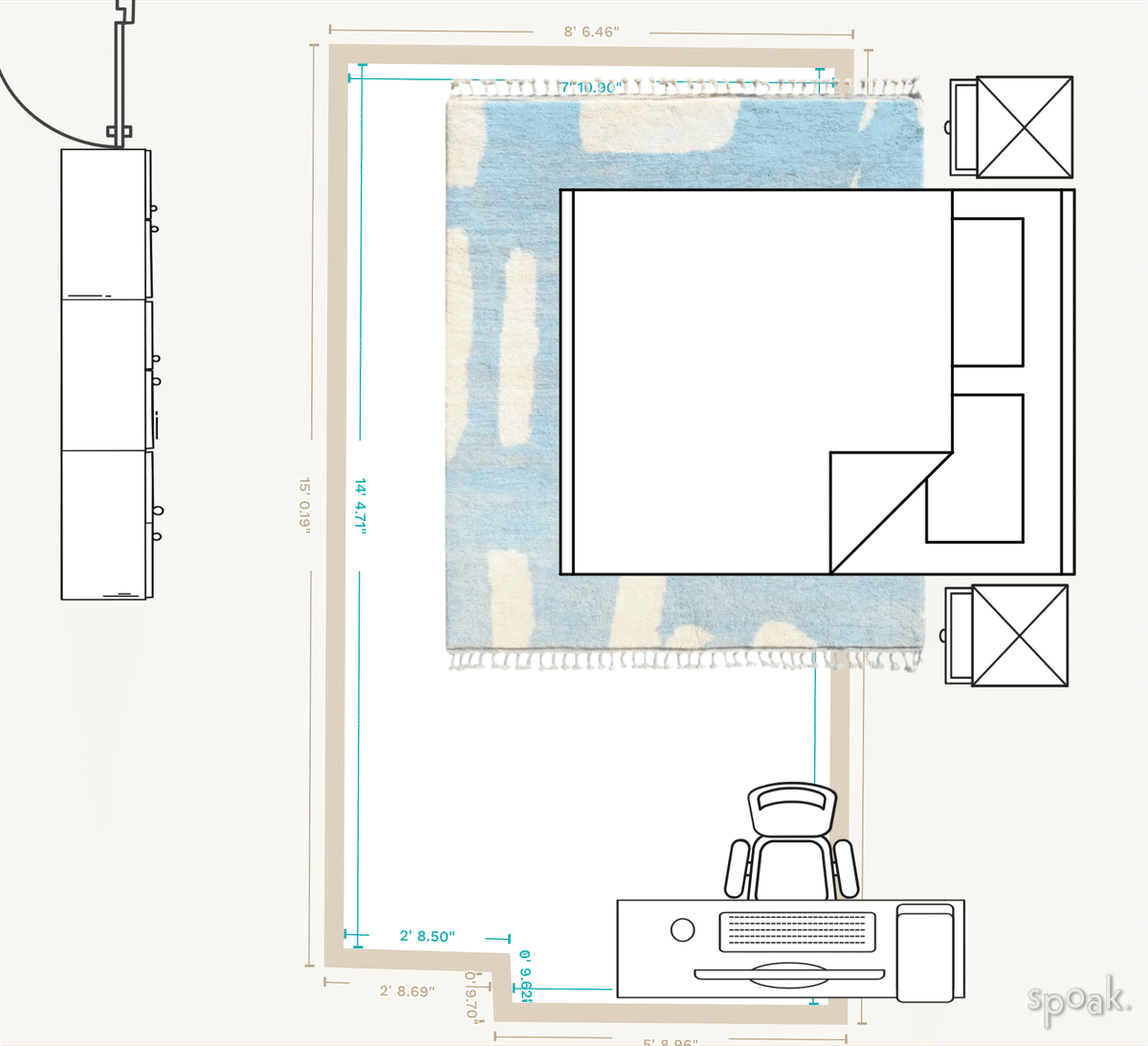Primary Bedroom Layout designed by Katharine Stodghill