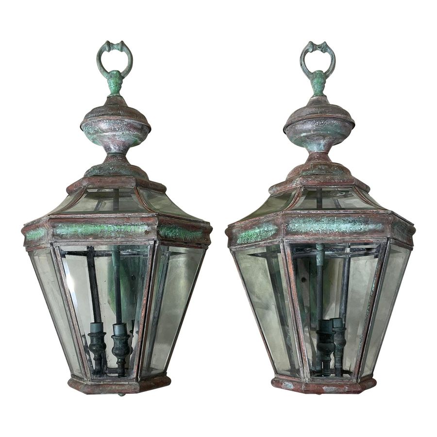 Pair of Large Solid Brass Architectural Wall Lantern added by Serena Finnerty