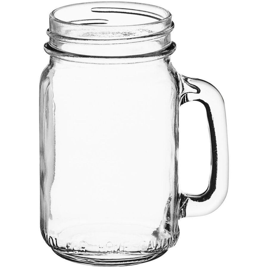 Acopa Rustic Charm 16 oz. Customizable Drinking Jar / Mason Jar with Handle - 12/Case added by HELEN SALGADO