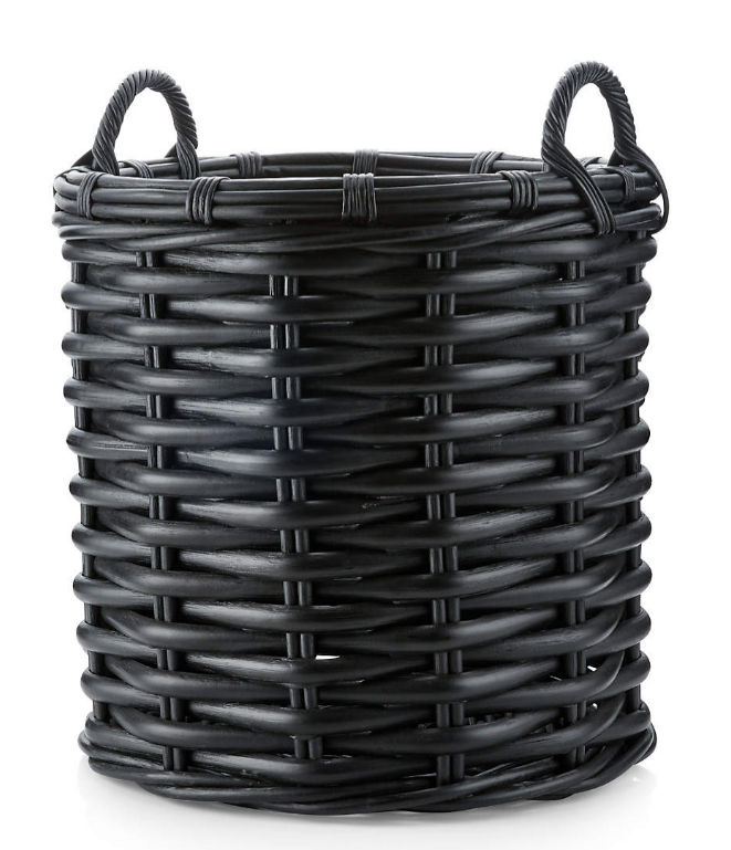 Black Rattan Woven Round Basket + Reviews | Crate & Barrel added by iryna zinchenko