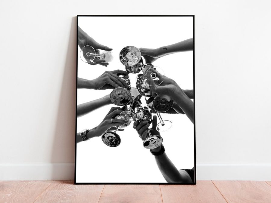Cheers Print Bar Cart Wall Art Black and White Cocktail - Etsy added by Summer Wilson