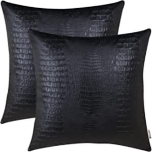 BRAWARM Black Leather Pillow Covers 18 X 18 Inches, Black Crocodile Pillow Covers Pack of 2, Decorative Black Throw Pillows for Living Room Garden Couch Bed Sofa added by Lauren Houston