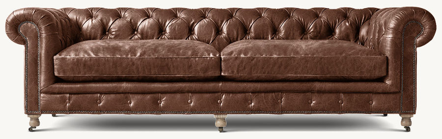 8FT KENSINGTON LEATHER SOFA - vintage cigar leather added by Lauren Meadows