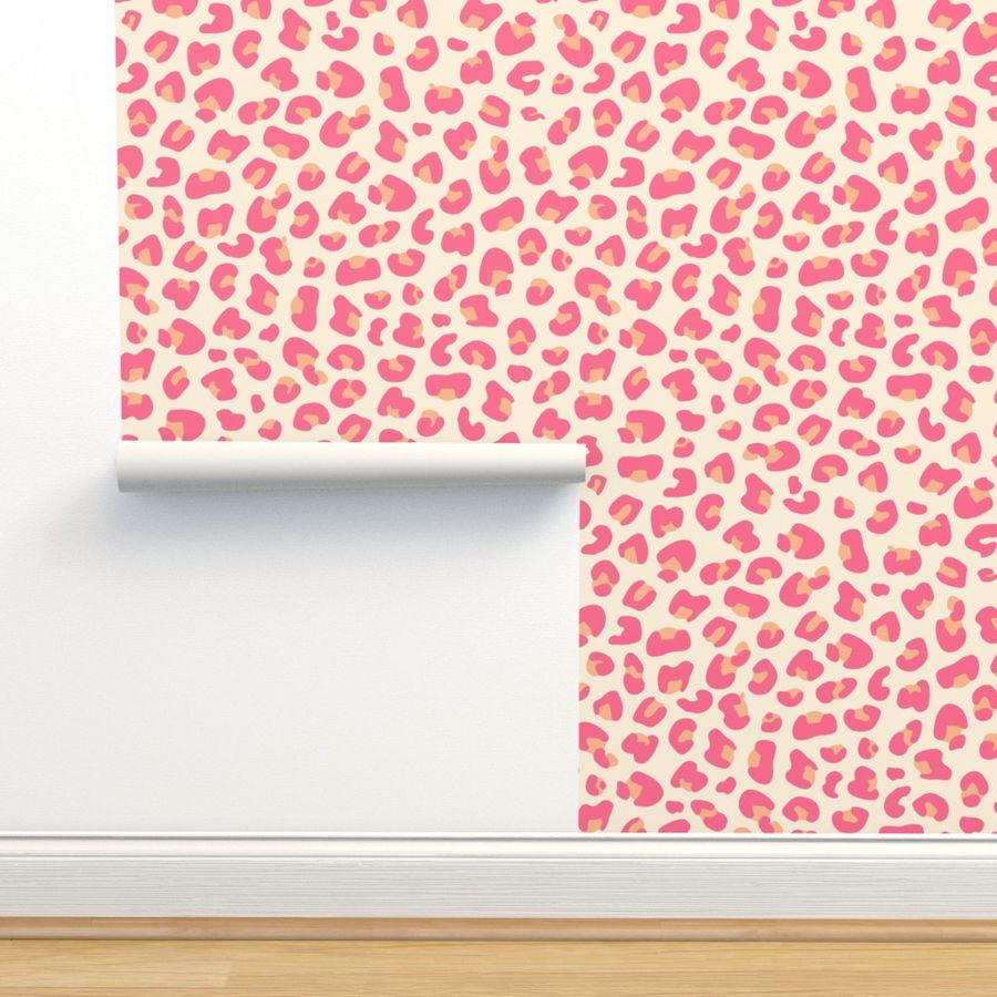 (M Scale) Pink and Orange Leopard Wallpaper | Spoonflower added by Miranda Sikes