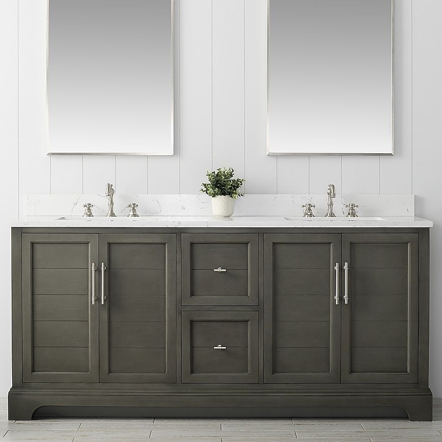 Vanity Art Chambery 72-in Silver Grey Undermount Double Sink Bathroom Vanity with White with Grey Veining Engineered Marble Top added by Ruthann R