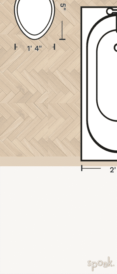 Square Bathroom Plan designed by Megan Fleming