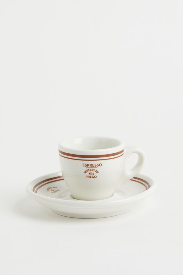 Espresso Cup and Saucer - White/brown - Home All | H&M US added by Caroline Johnston