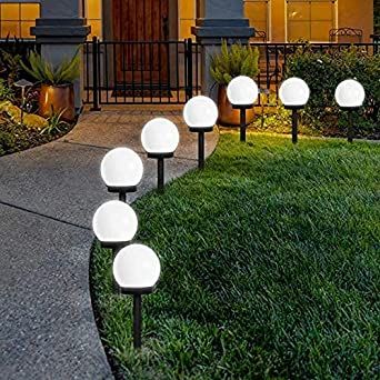 Otdair Solar Lights Outdoor, 8 Pack Solar LED Globe Powered Garden Light Waterproof for Yard Patio Walkway Landscape In-Ground Spike Pathway Cool White added by Katie Carpenter