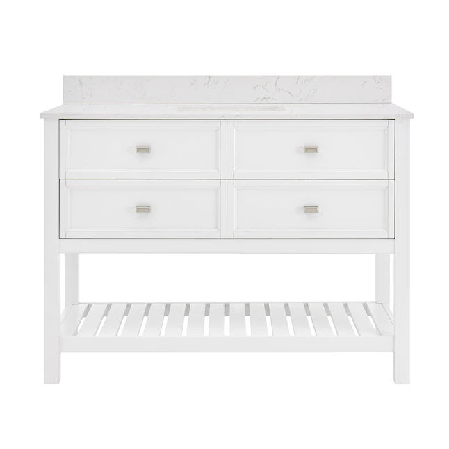 allen + roth Canterbury 48-in White Undermount Single Sink Bathroom Vanity with Carrara Engineered Marble Top added by Emily Perdue