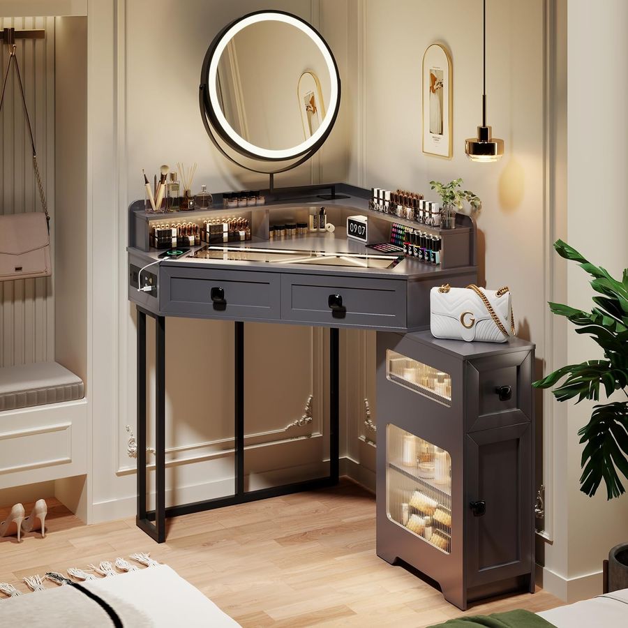 Corner Vanity with Mirror and Lights added by Megan Austin