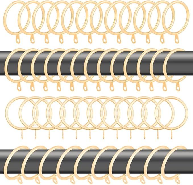 60 pcs 1.5-Inch Inner Diameter Metal Drapery Rings Curtain Rings with Eyelets, Decorative Curtain Rod Rings Drapery Curtain Rings Fits Up to 1 1/4-Inch Rod, Warm Gold added by Where The Heart Is Designs