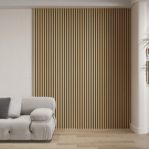106" x 12.6" Acoustic Wood Wall Paneling, Decorative Soundproof Panels for Walls and Ceilings, 3D Slat Wood Wall Panels (Set of 2) added by Tania Fitzgerald