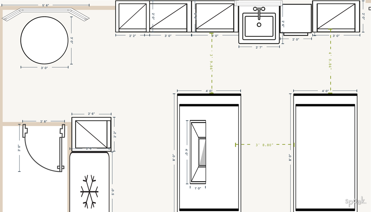 Small Rectanglar Kitchen Layout designed by Ashley Rutledge