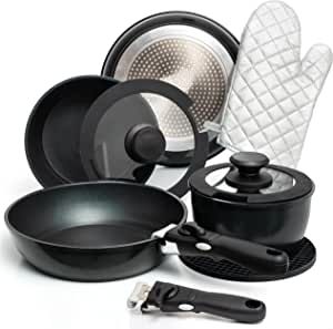 Moss & Stone Pots And Pans Set Nonstick, Removable Handle Cookware, Stackable Pots And Pans Set, Dishwasher safe, Induction Pots And Pans, Aluminum Camping Cookware Set. (10 Pcs Black Kitchen Set) added by Nicole Groves Bridgeforth