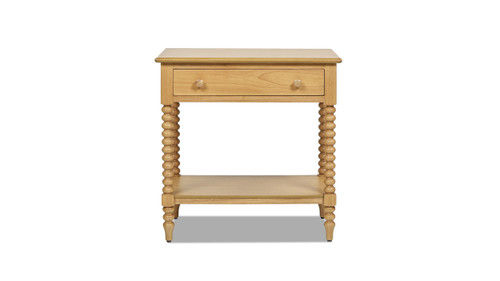 Easton 28" Modern Farmhouse Turned 1-Drawer Storage Side Table with Shelf, Natural Brown added by Stephanie Northrop