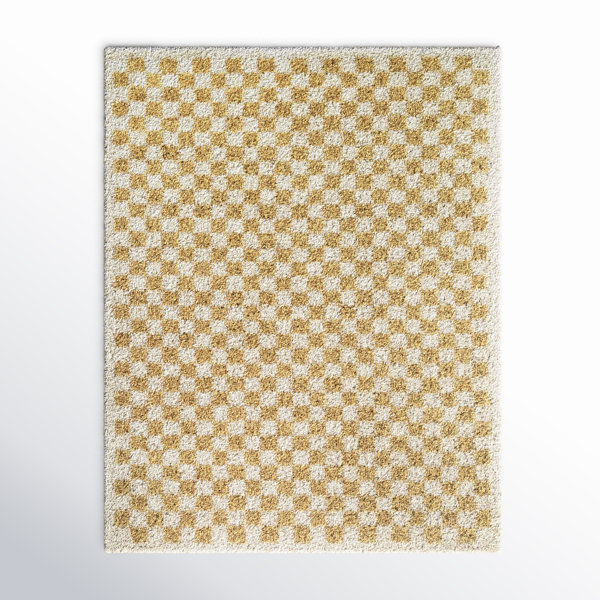 Walker Checkered Mustard/Cream Shag Area Rug added by Danielle Hughes
