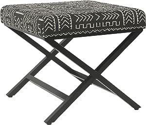 Homepop Home Decor | Modern Square Ottoman with Metal X Base | Ottoman for Living Room & Bedroom | Decorative Home Furniture (Onyx) Small added by Jenna Quinones