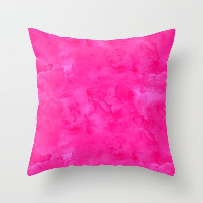 Neon pink watercolor modern bright background Throw Pillow by Girly Trend by Audrey Chenal added by Lauren Houston