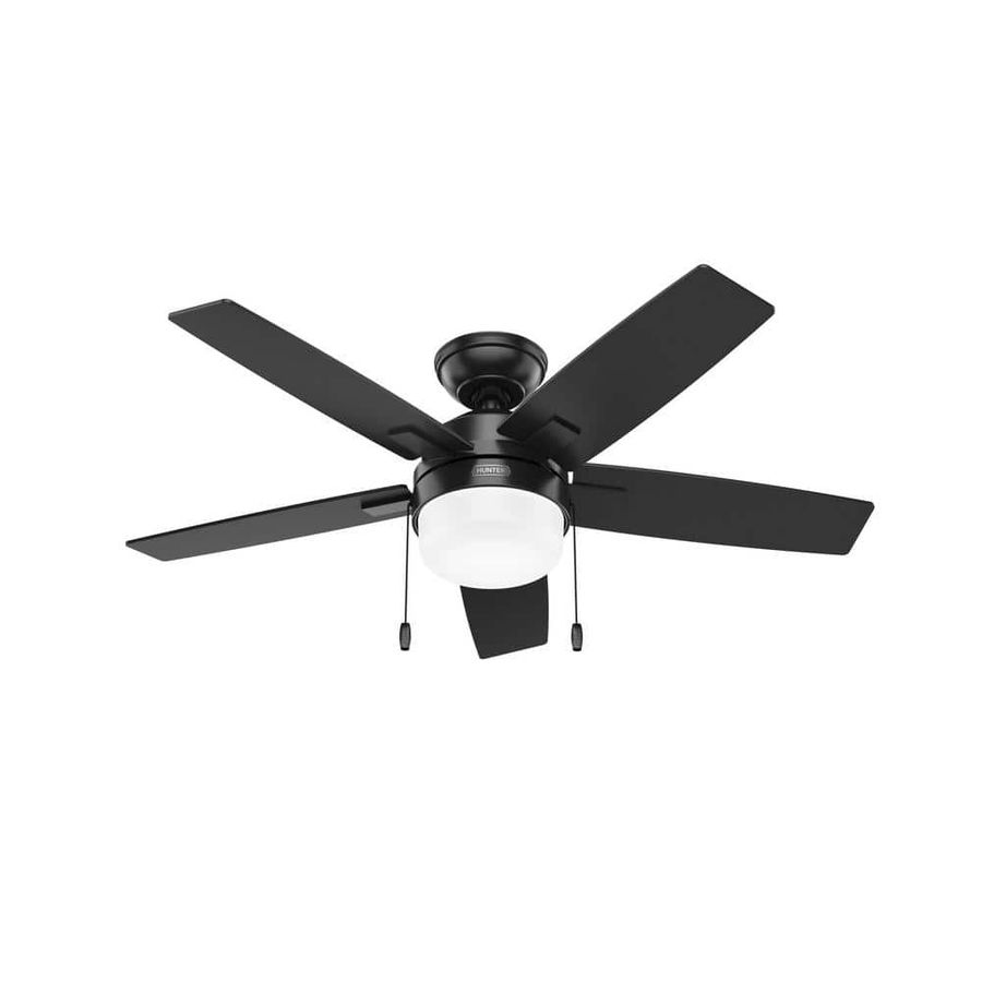 Hunter Anisten 44 in. Indoor Matte Black Ceiling Fan with Light Kit Included 52486 - The Home Depot added by Jasmine Jerrels