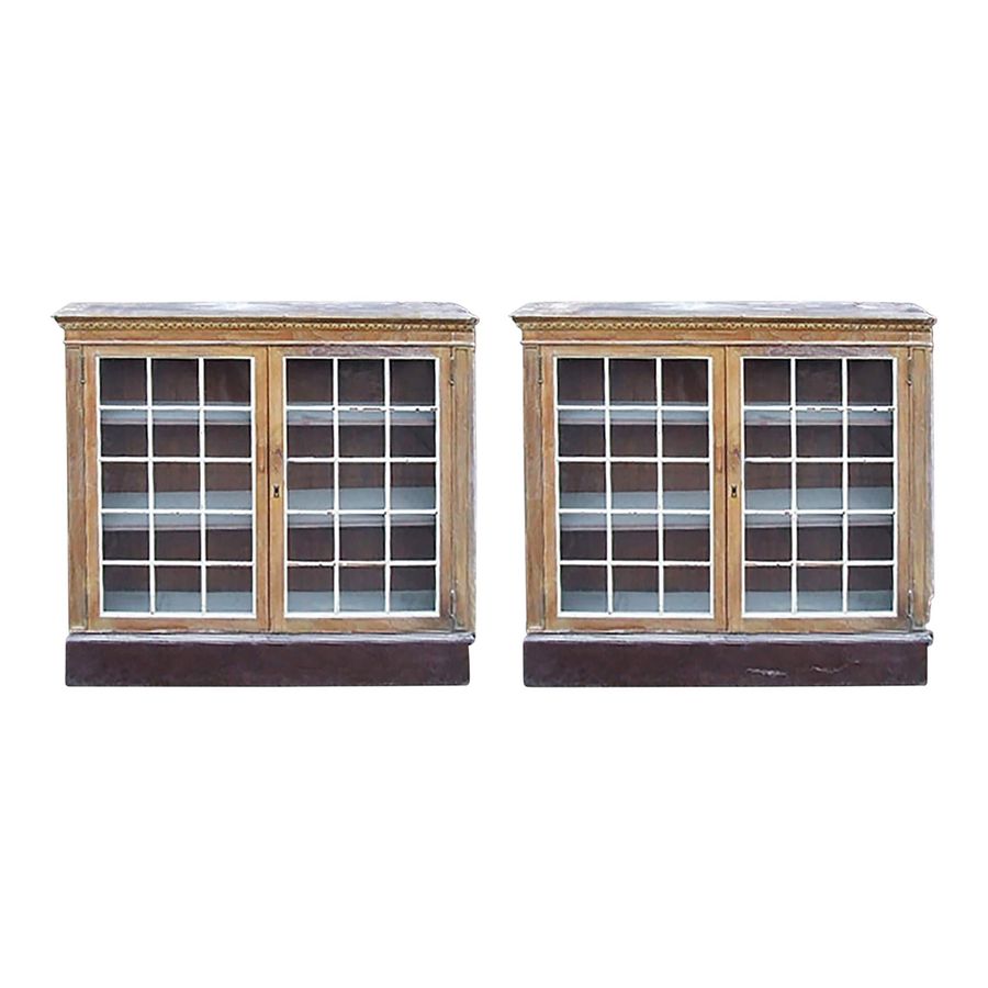Late 19th Century Traditional Pickled Walnut Cabinets With Paned Glass Doors - a Pair added by Jasmine Fitzgerald