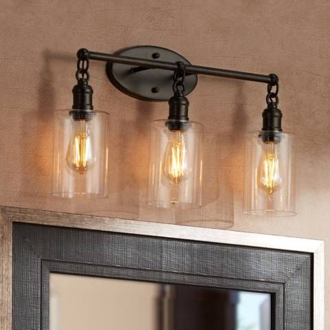 Franklin Iron Works Cloverly 21 3/4" Bronze 3-Light LED Bath Light - #35E22 | Lamps Plus added by Sandy Schargel Interiors