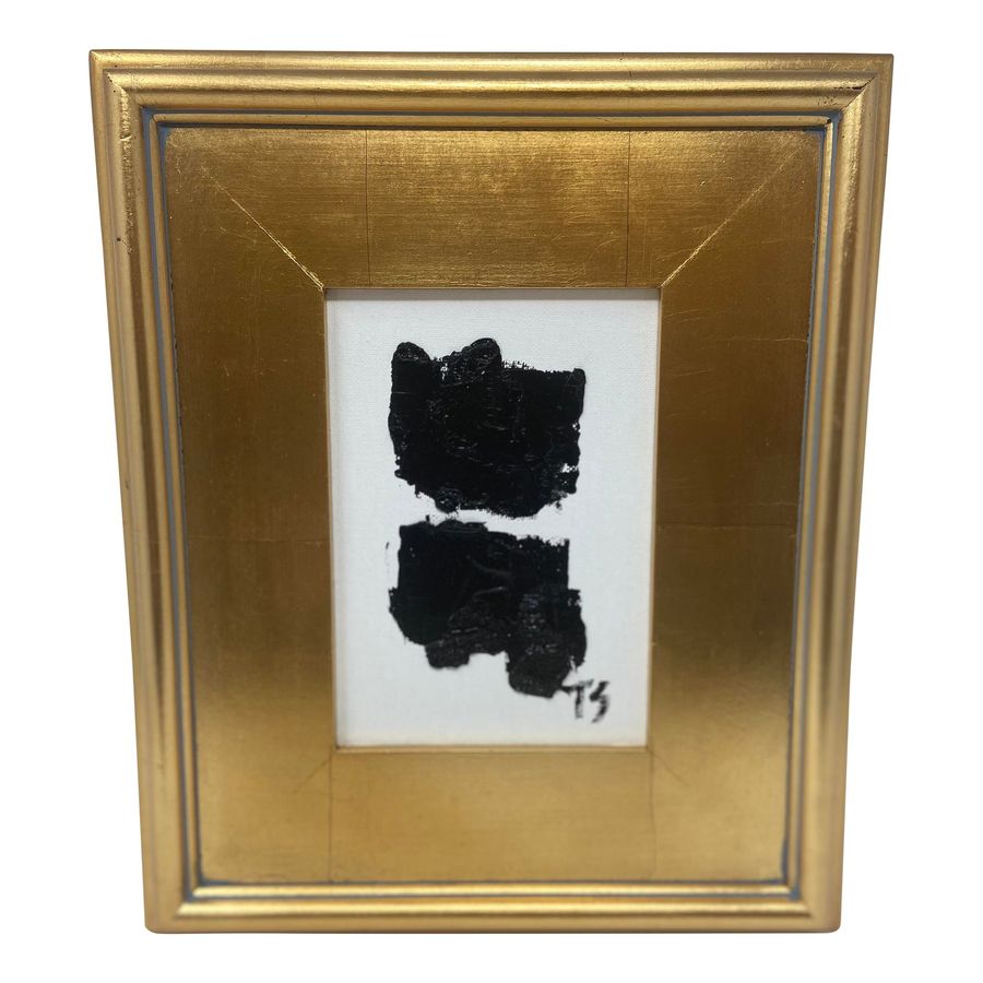 Contemporary Abstract Black and White Oil Painting by Tiffany Skilling, Framed added by Dana Goldsmith