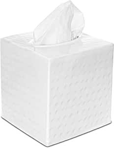 Monarch Abode Tissue Box Cover, Hand Hammered, Metal, Square Tissue Box Holder, White added by Natalie Caddell