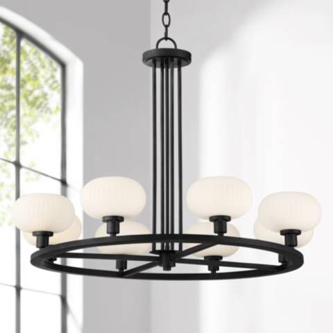Possini Euro Brennan 31" Wide Matte Black 8-Light Chandelier - #91J76 | Lamps Plus added by Britt Elexandria
