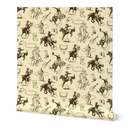 Cowboys Rodeo Western Horses Wallpaper | Spoonflower added by Holly Larzelier