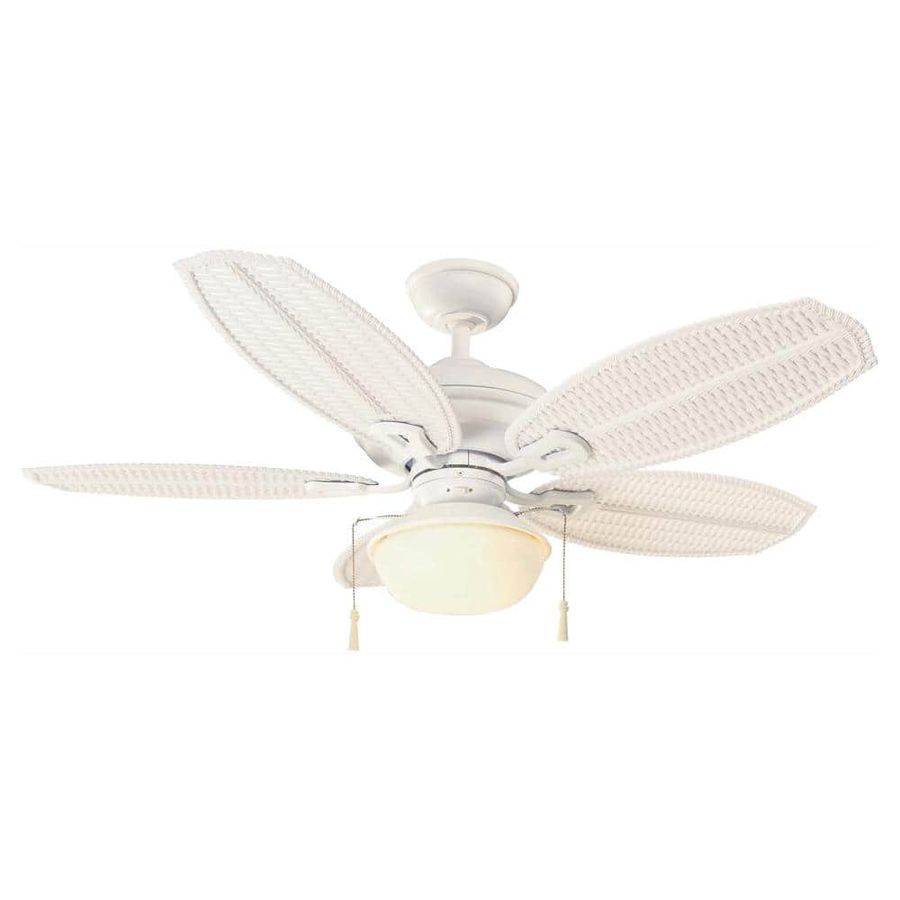 Hampton Bay Palm Beach III 48 in. LED Indoor/Outdoor Matte White Ceiling Fan with Light Kit 51469 - The Home Depot added by Tessa Howell