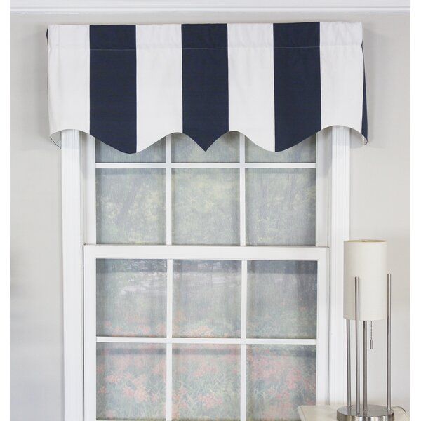 Striped Pointed 50.00'' W Window Valance in Navy/White added by Janae Sullivan