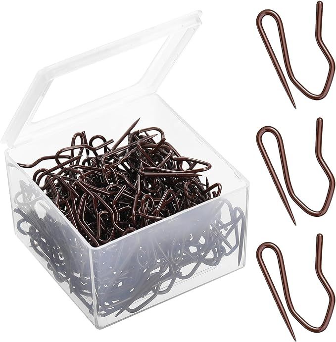 120 Pack Drapery Hooks Pins for Curtains, Metal Curtain Hooks Pins for Drapes Pinch Pleat Hooks with Clear Box 3 x 2.4 cm for Window Curtain, Door Curtain and Shower Curtain (Brown) added by erika grossman