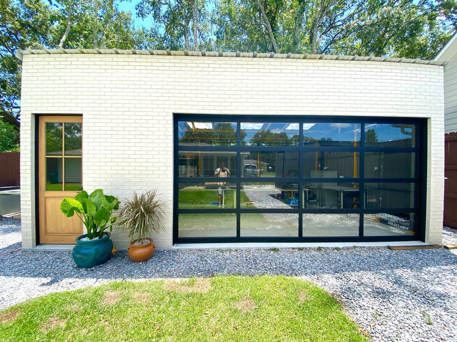 Contemporary Black Aluminum & Clear Tempered Glass Garage DoorDefault Title added by Rachel Vaughan