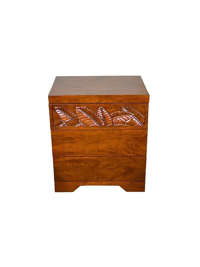 Mango Palm Leaf 3 Drawer Nightstand - Koa stain added by Anne Catlin