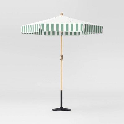 6.5' Round Valance Outdoor Patio Market Umbrella Green Sprinkle Stripe - Threshold™ designed with Studio McGee added by kristin cavender