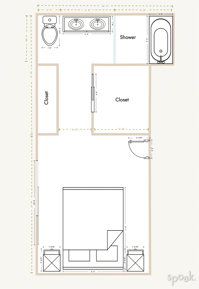 Half Bathroom Floor Plan designed by Byron Silver