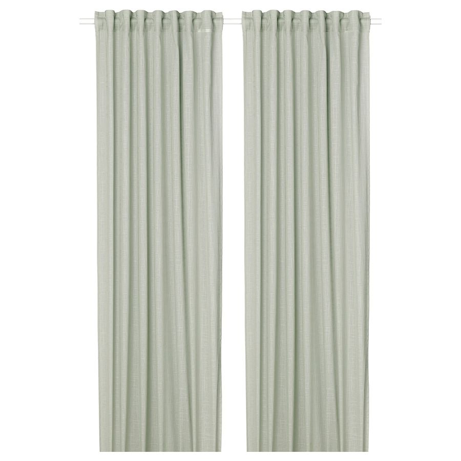 SILVERLÖNN Sheer curtains, 1 pair, light green, 57x98" - IKEA added by Spoak Member