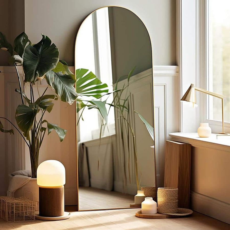20 in. W x 63 in. H inch Metal Arch Stand Full Length Mirror in Gold QS-Ja101 - The Home Depot added by Athena Laster